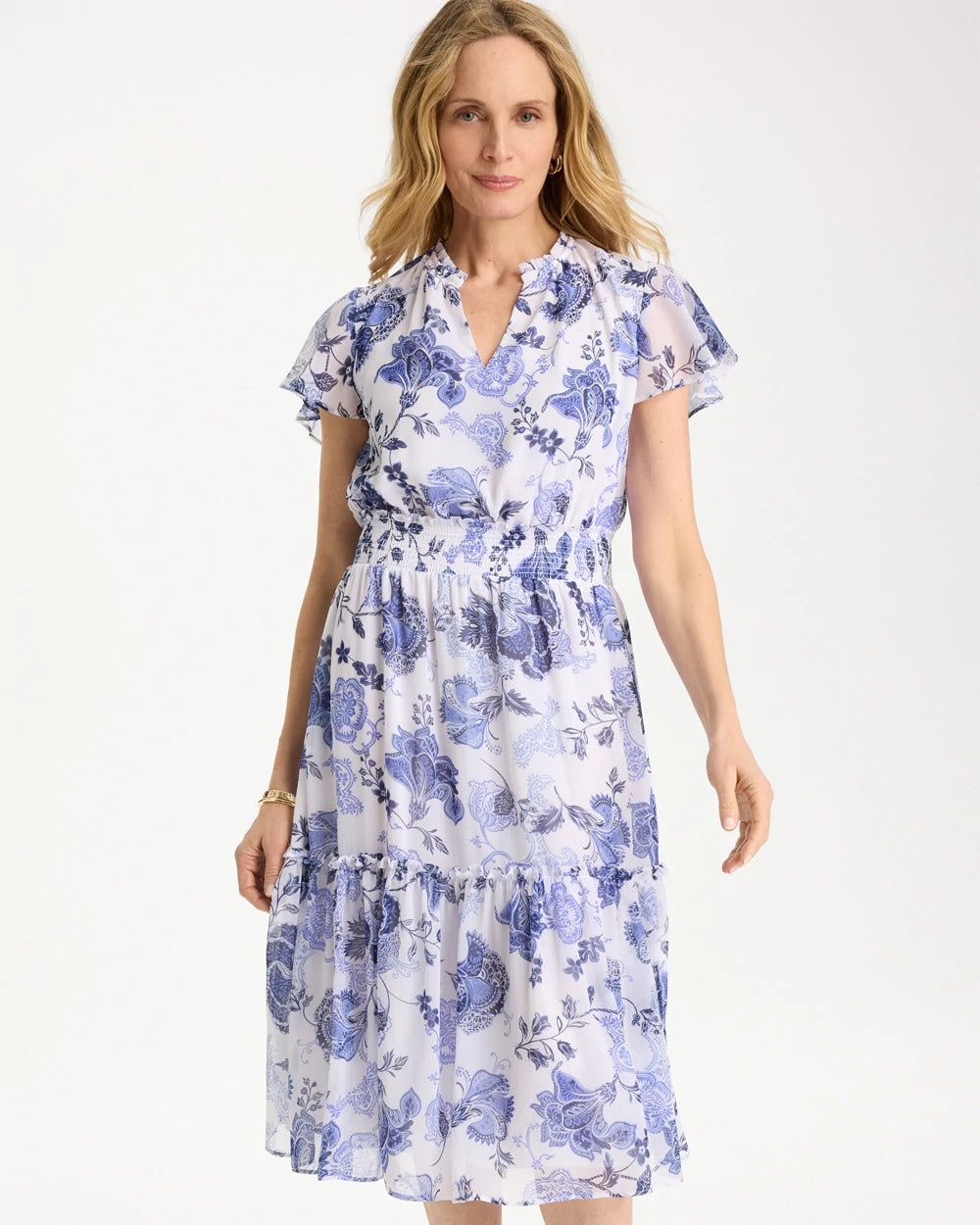 Floral Smocked Waist Dress Alabaster - Chico's