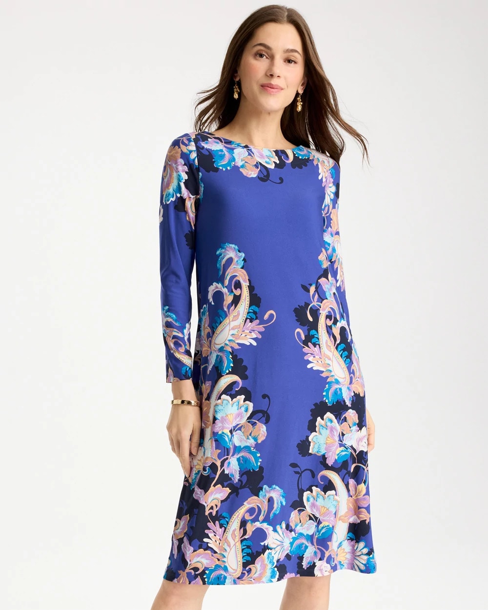 Jersey Knit Baroque Shift Dress Amparo Blue - Chico's