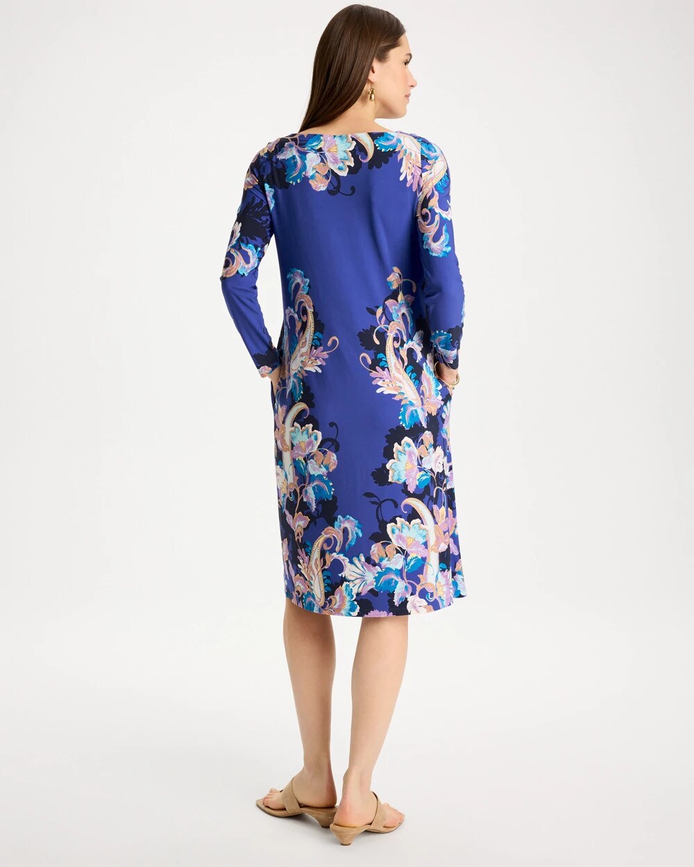 Jersey Knit Baroque Shift Dress Amparo Blue - Chico's