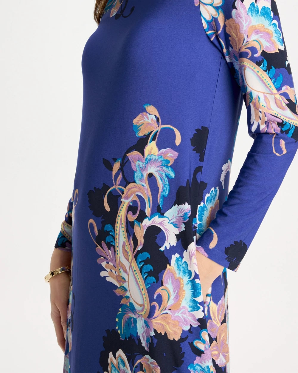 Jersey Knit Baroque Shift Dress Amparo Blue - Chico's