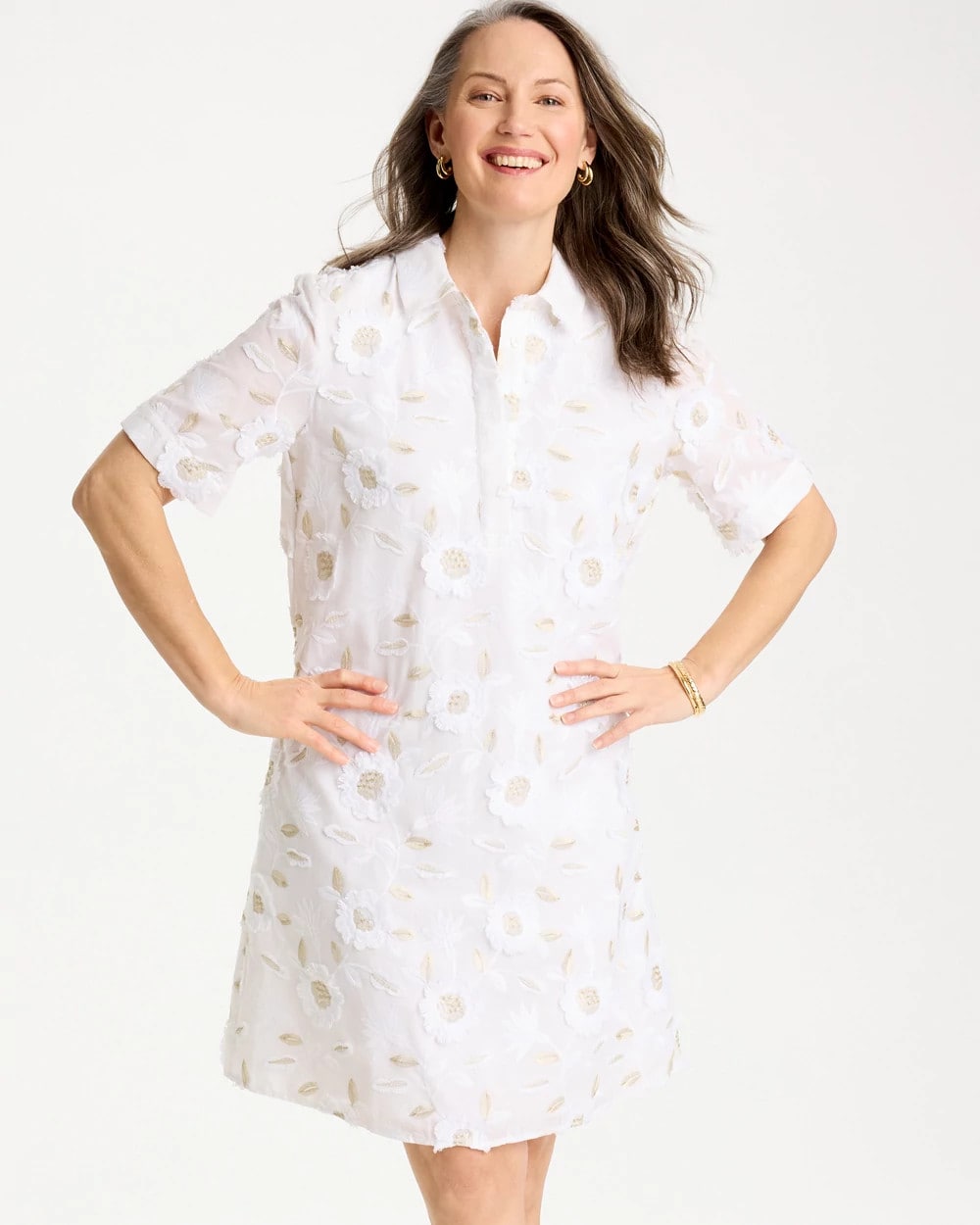 3D Floral Embroidered Dress Alabaster - Chico's