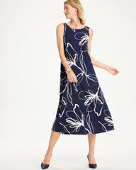 Travelers™ Knit Botanical Jeweled Dress Passport Blue - Chico's