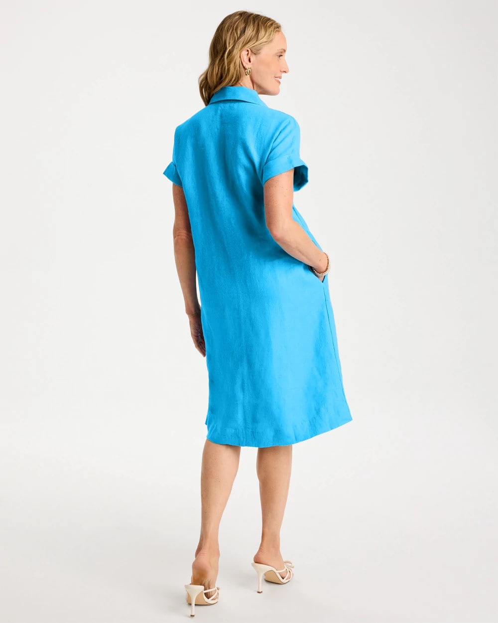 Linen Collared Dress Blue Tide - Chico's