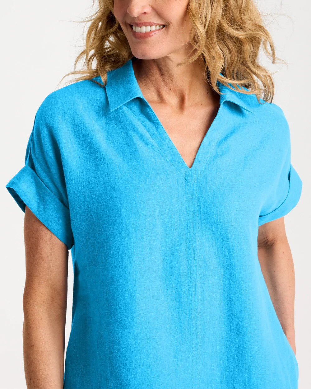 Linen Collared Dress Blue Tide - Chico's