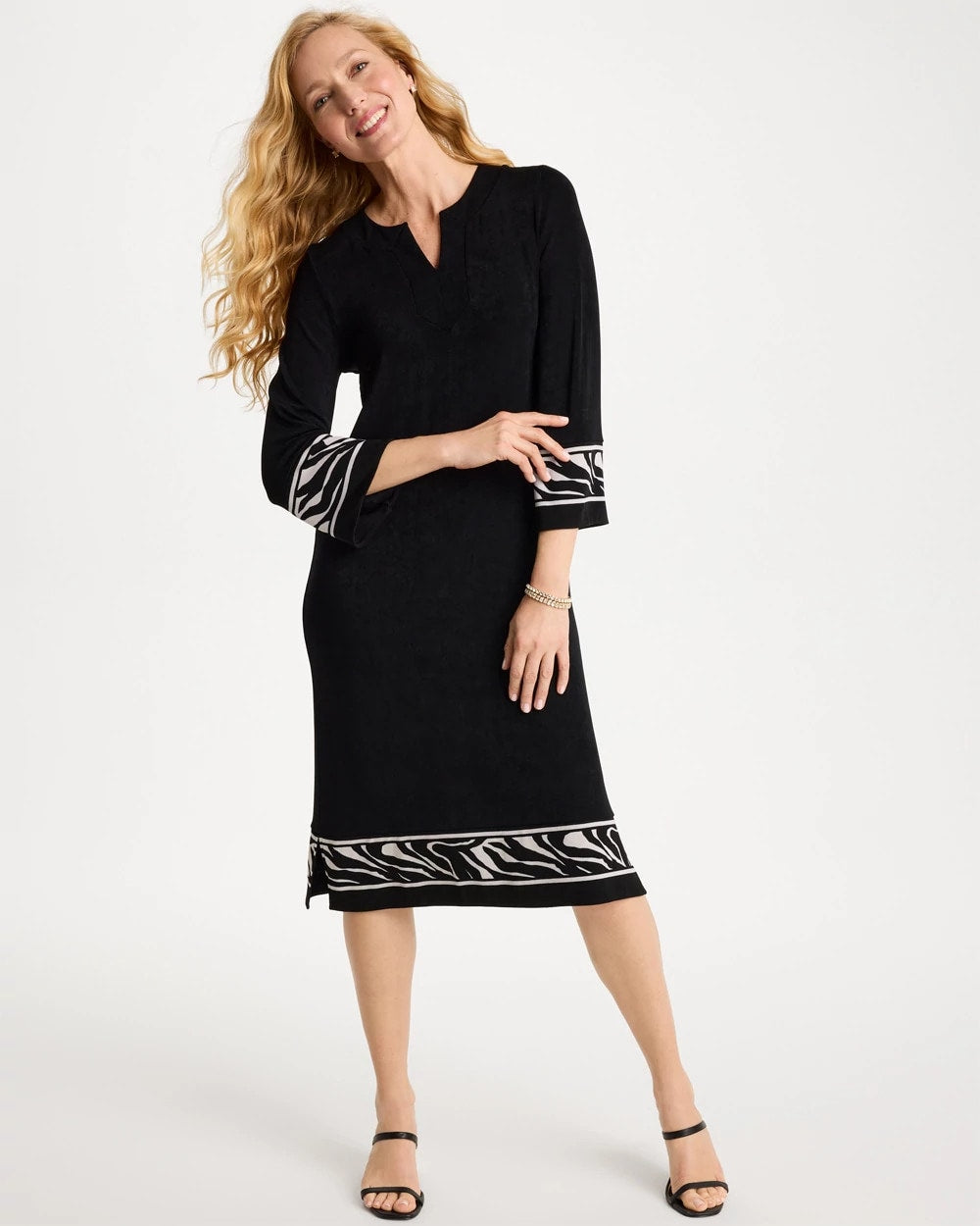 Travelers™ Zebra Trim Kurta Dress Travelers Black - Chico's