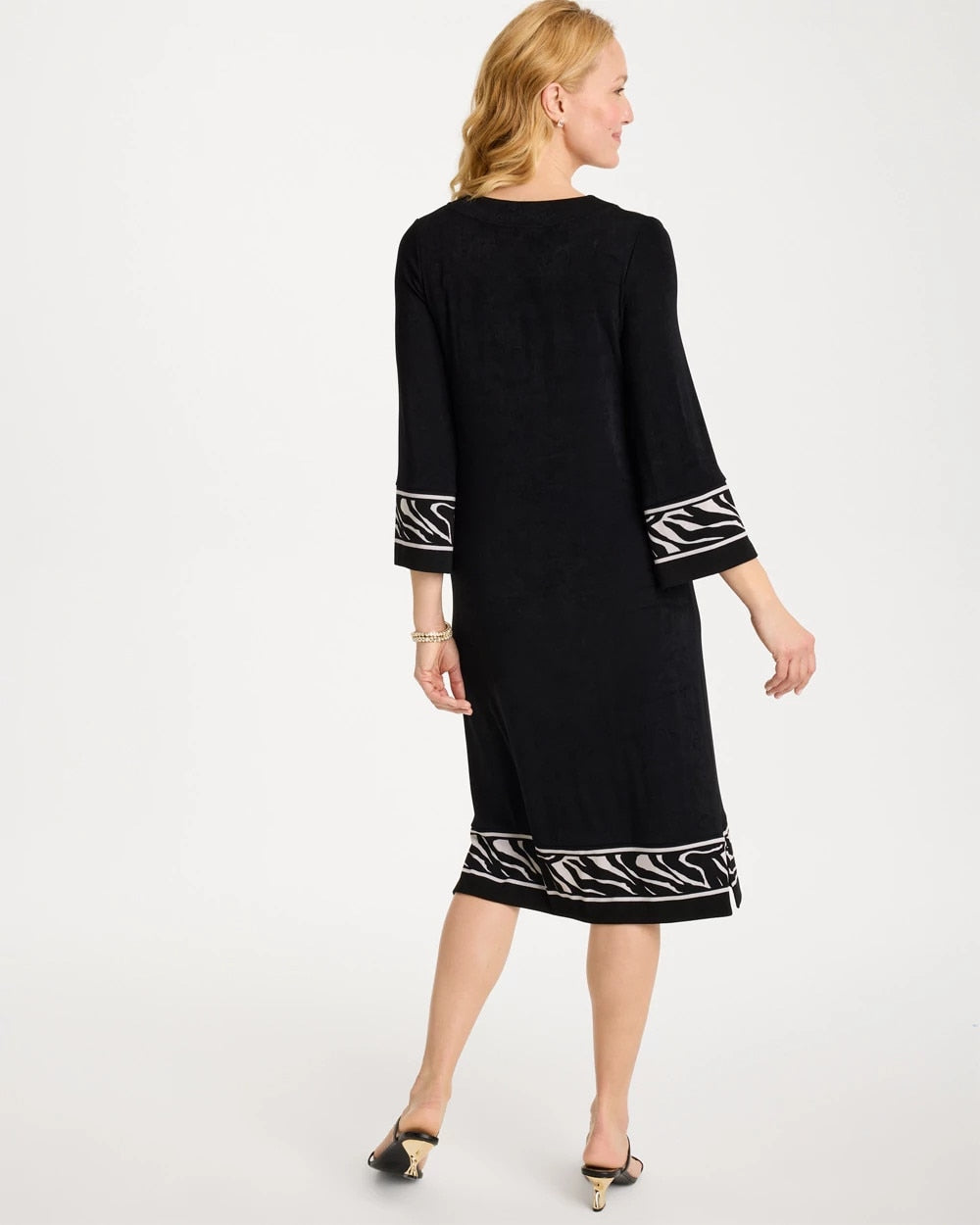 Travelers™ Zebra Trim Kurta Dress Travelers Black - Chico's