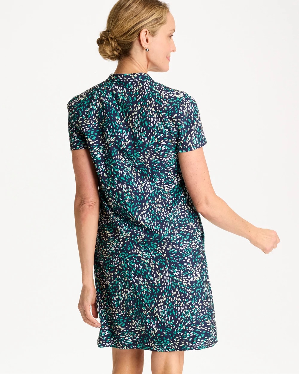 Zenergy® UPF Contrast Trim Dress Topanga Green - Chico's