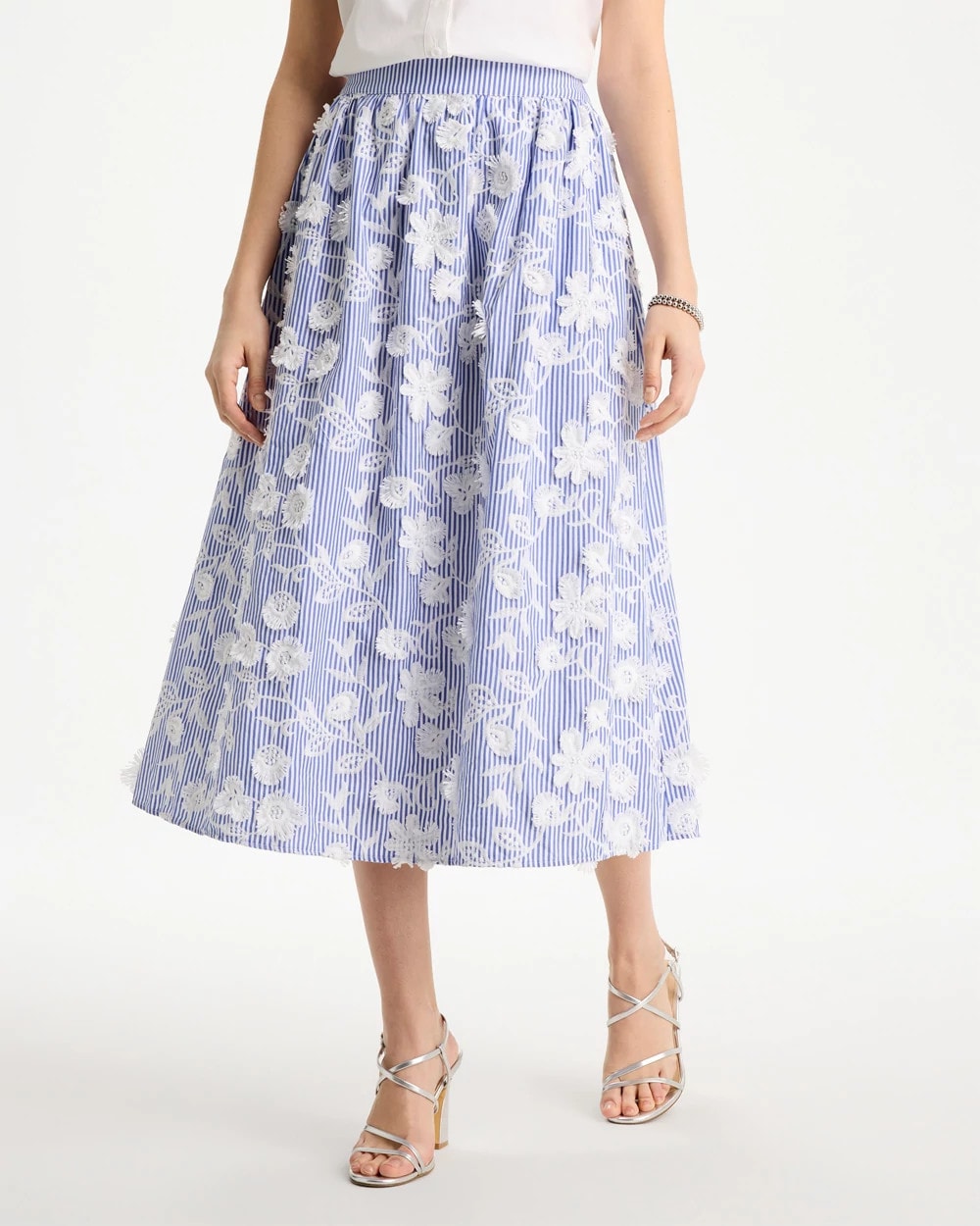 Cotton Embroidered Floral Skirt Alabaster - Chico's