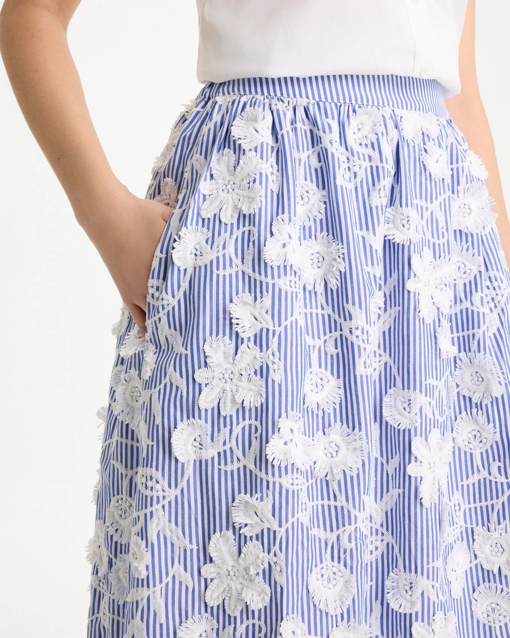 Cotton Embroidered Floral Skirt Alabaster - Chico's
