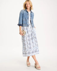 Palermo Striped Tie-Front Skirt Passport Blue - Chico's