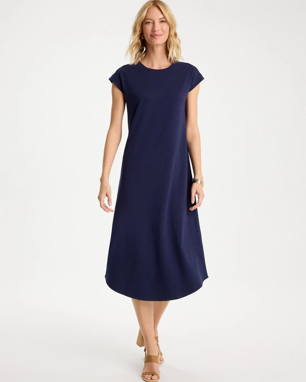 Soft-Stretch Cotton Slub Dress Passport Blue - Chico's