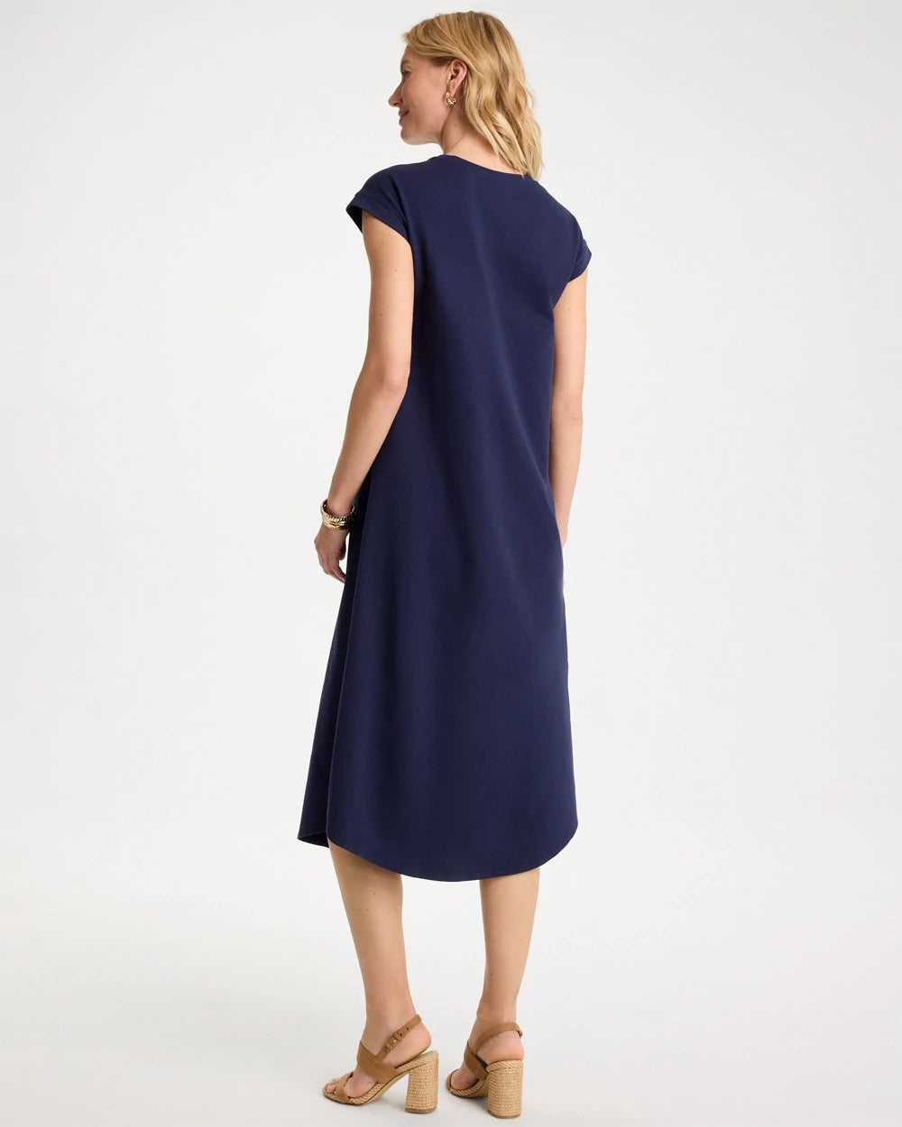 Soft-Stretch Cotton Slub Dress Passport Blue - Chico's