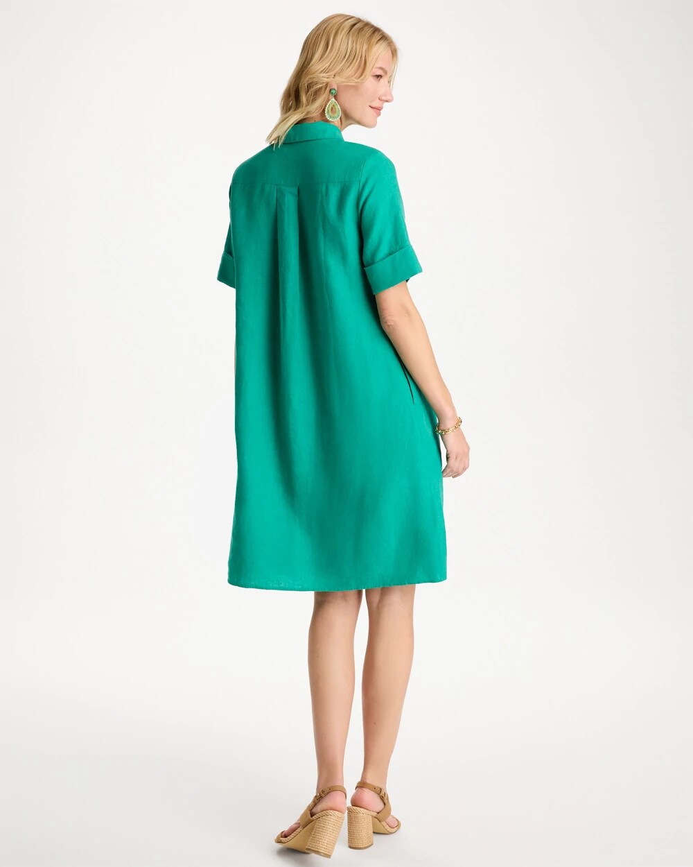 Linen Popover Dress Topanga Green - Chico's