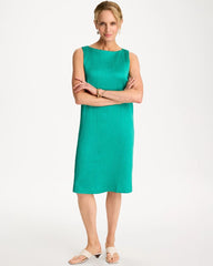 Travelers™ Crinkled Satin Tank Dress Topanga Green - Chico's