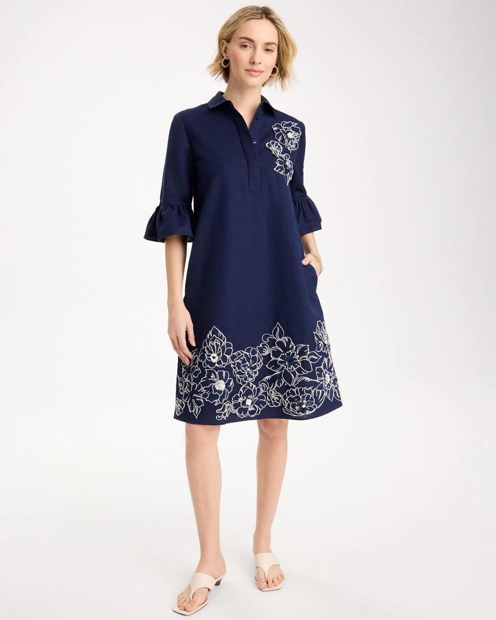 3D Applique Dress Passport Blue - Chico's