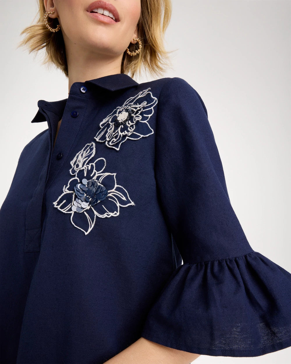 3D Applique Dress Passport Blue - Chico's