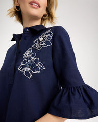 3D Applique Dress Passport Blue - Chico's