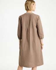 Linen-Cotton Pintuck Dress Topaz Smoke - Chico's