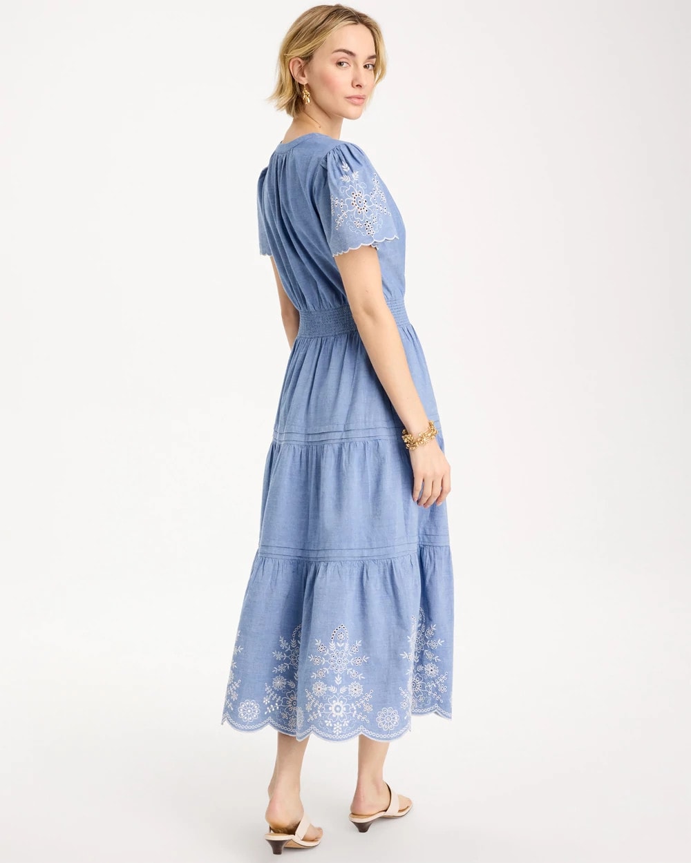 Chambray Embroidered Dress Light Indigo - Chico's