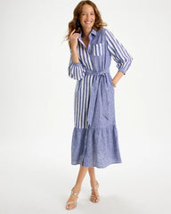 Linen-Cotton Striped Shirtdress Indigo - Chico's