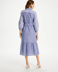 Linen-Cotton Striped Shirtdress Indigo - Chico's