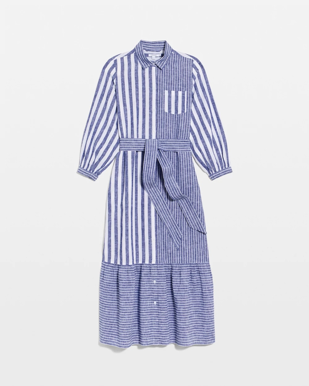 Linen-Cotton Striped Shirtdress Indigo - Chico's