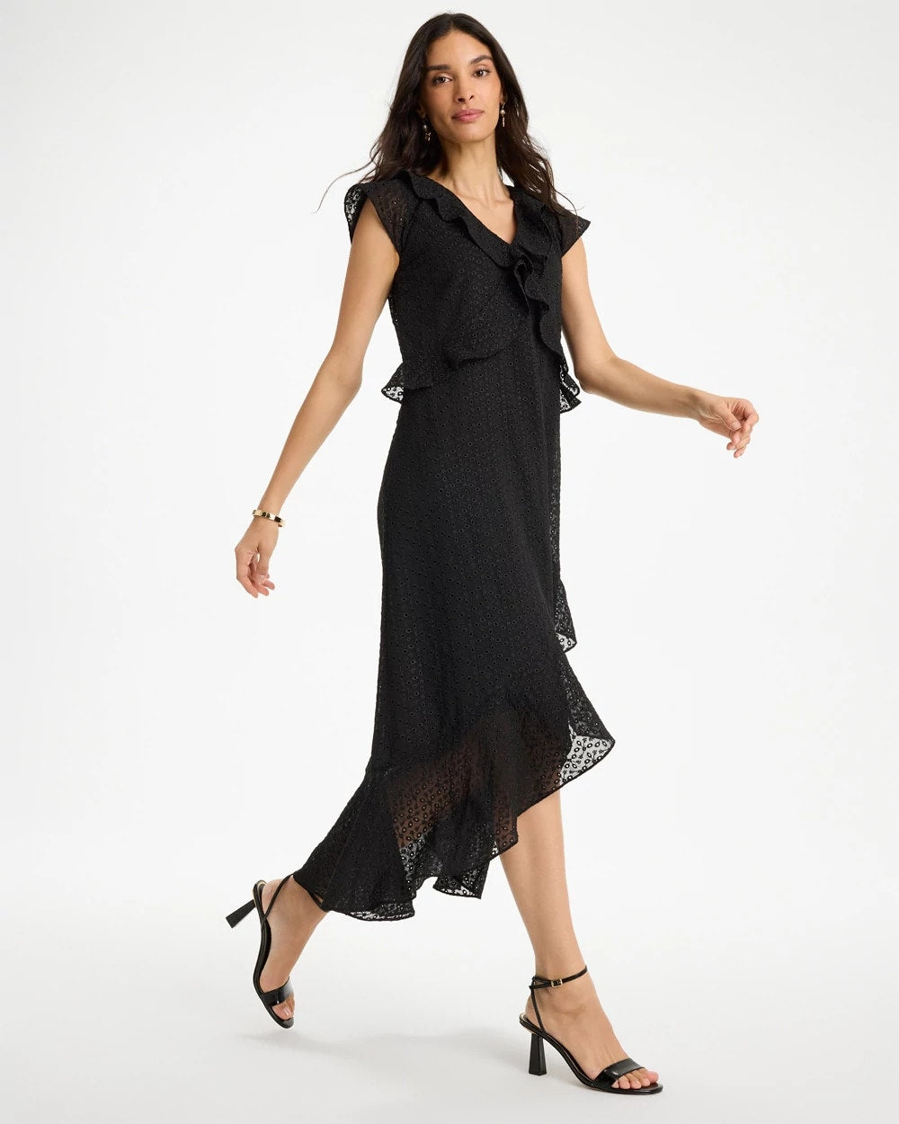 Floral Surplice Ruffled Dress Black - Chico's