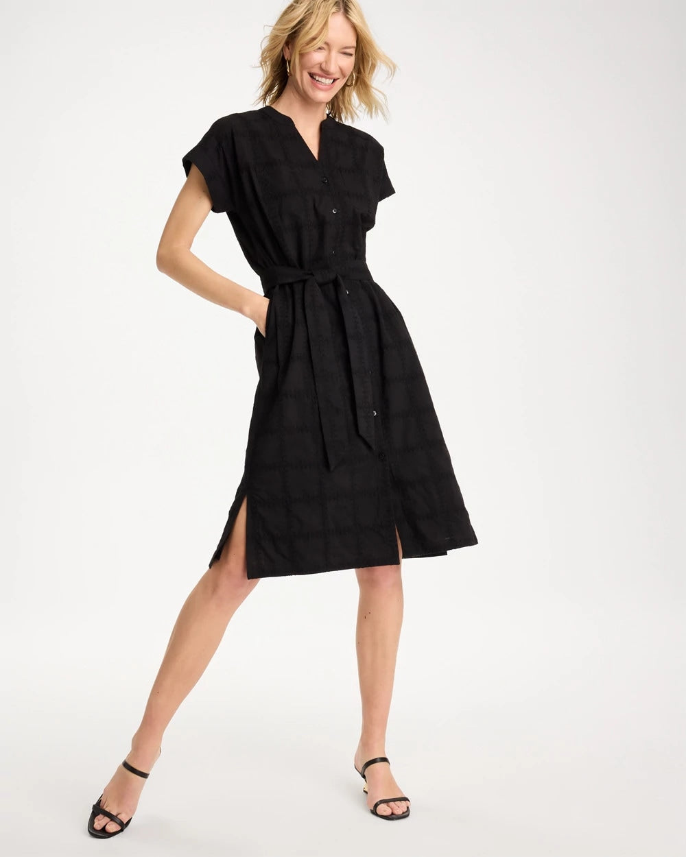 Embroidered Cotton Shirtdress Black - Chico's