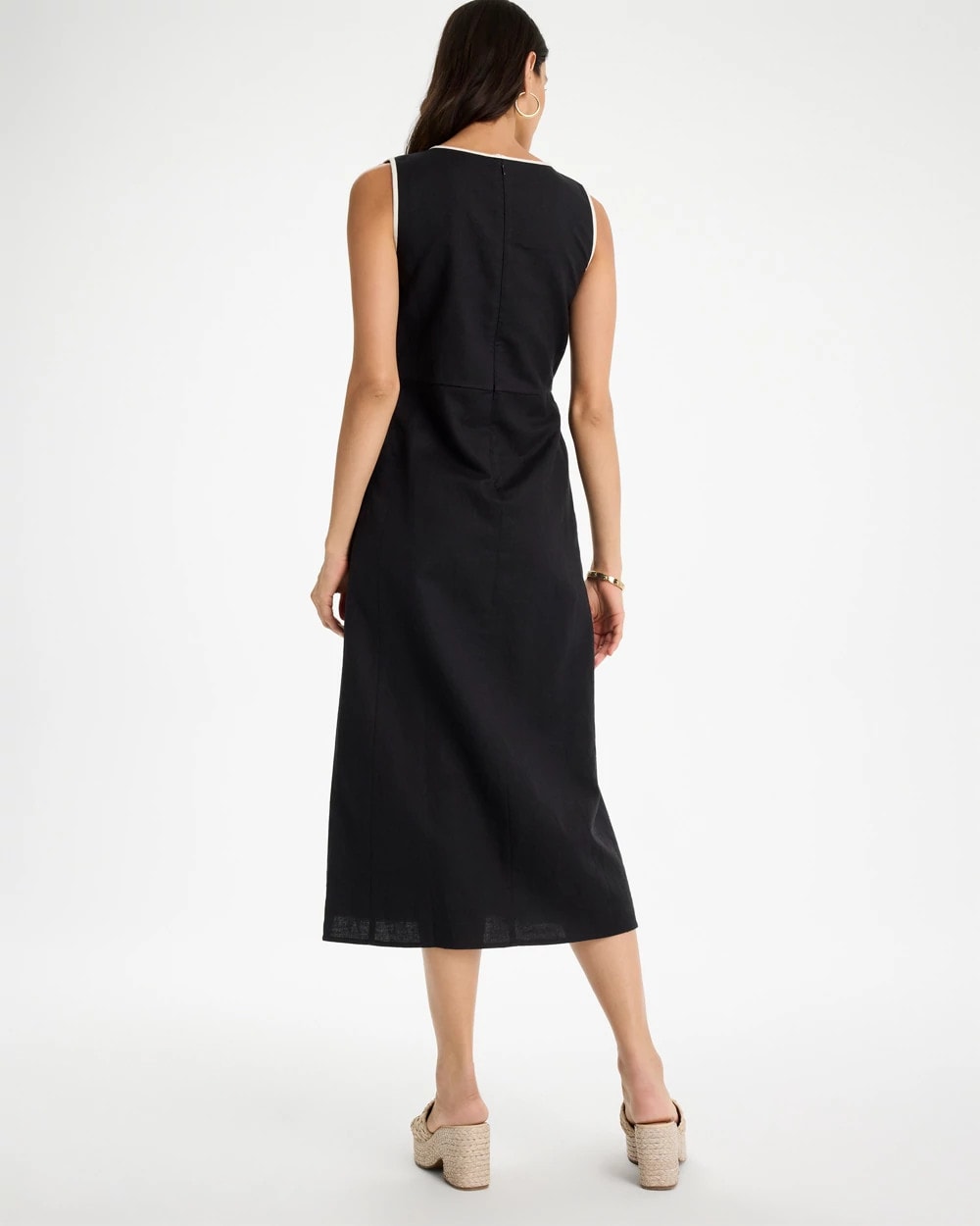 Sleeveless Surplice Linen Dress Black - Chico's