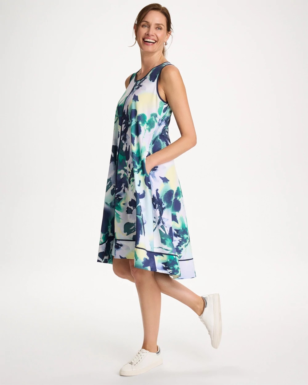 Zenergy® UPF Floral Midi Dress Topanga Green - Chico's
