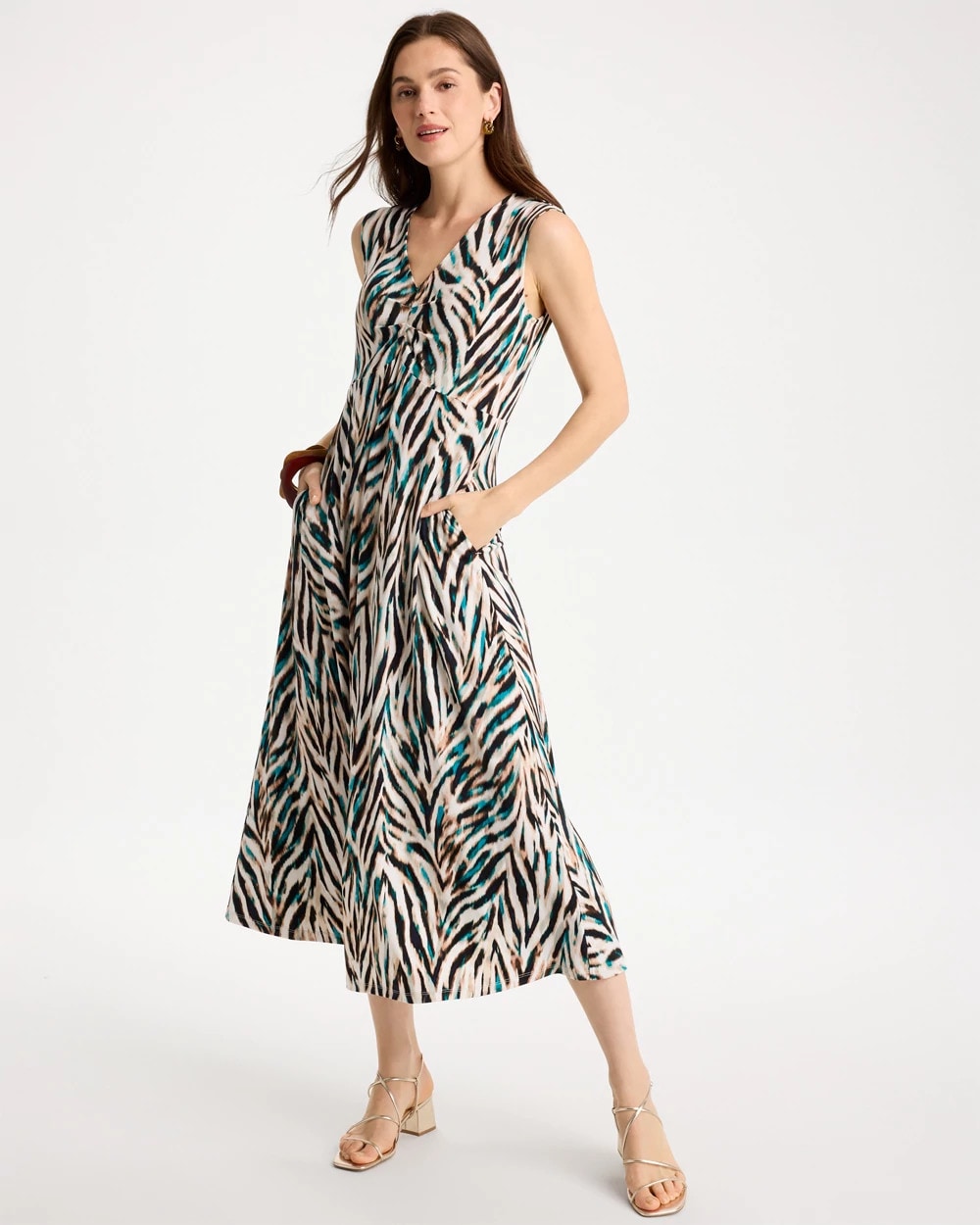Animal Print Jersey Knit Dress Jade Glow - Chico's