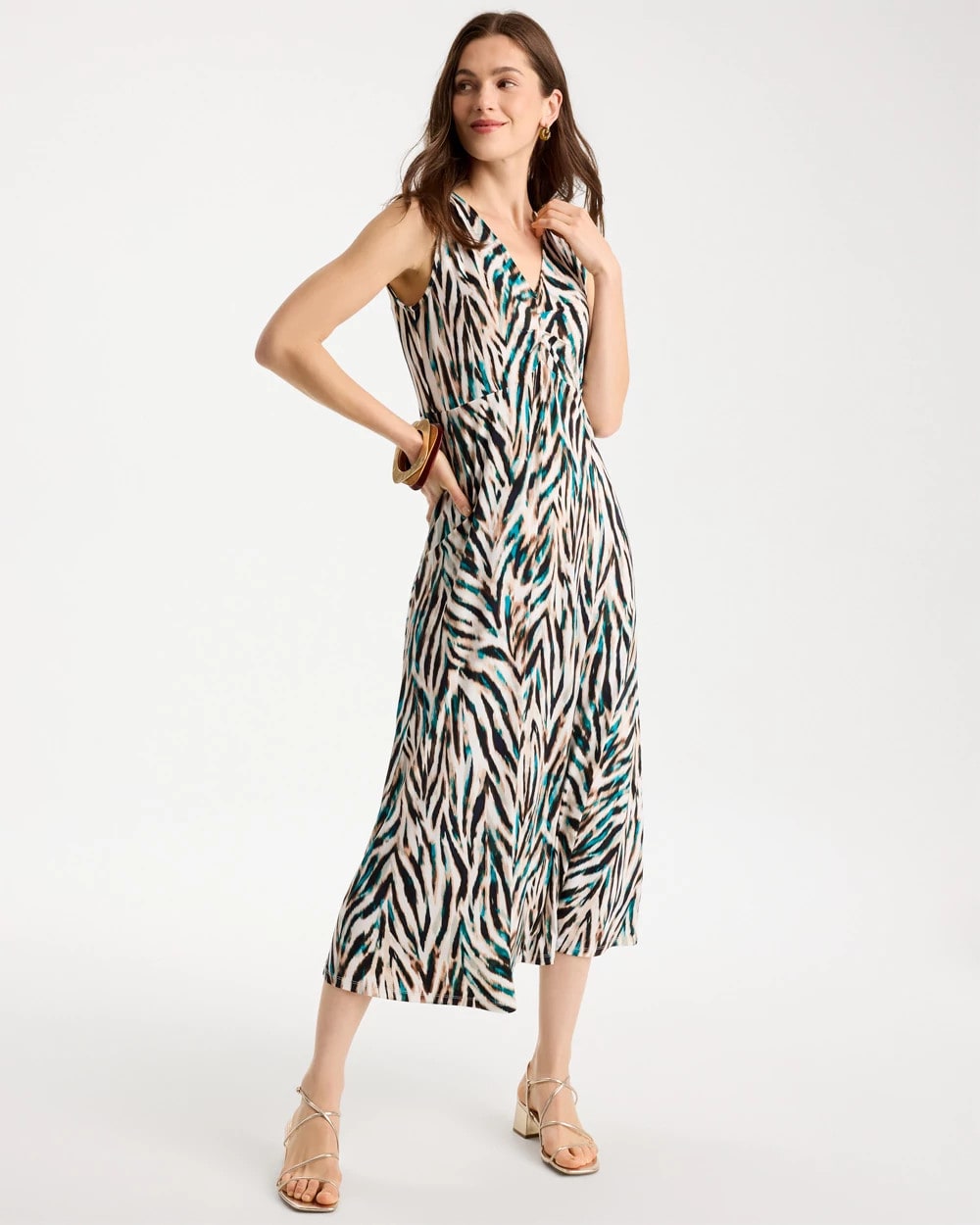 Animal Print Jersey Knit Dress Jade Glow - Chico's
