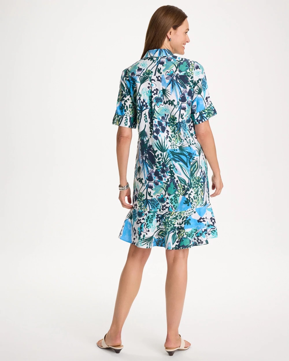 Floral Linen-Cotton Popover Dress Alabaster - Chico's