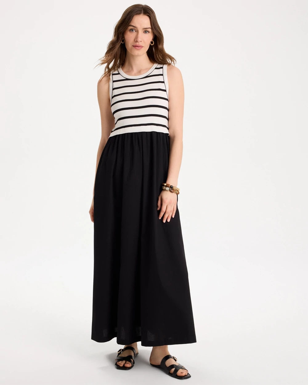Poplin Cotton Rib Mix Dress Black - Chico's