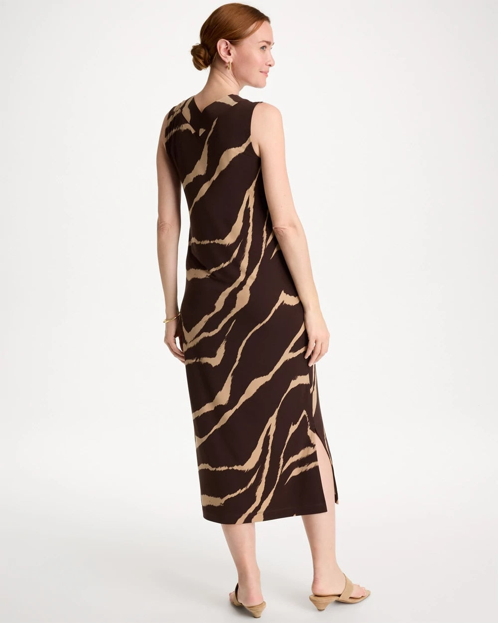 Travelers™ Zebra Double V-Neck Maxi Dress Cocoa Bean - Chico's