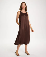 Faux Satin Sleeveless Dress Deep Brown - Chico's