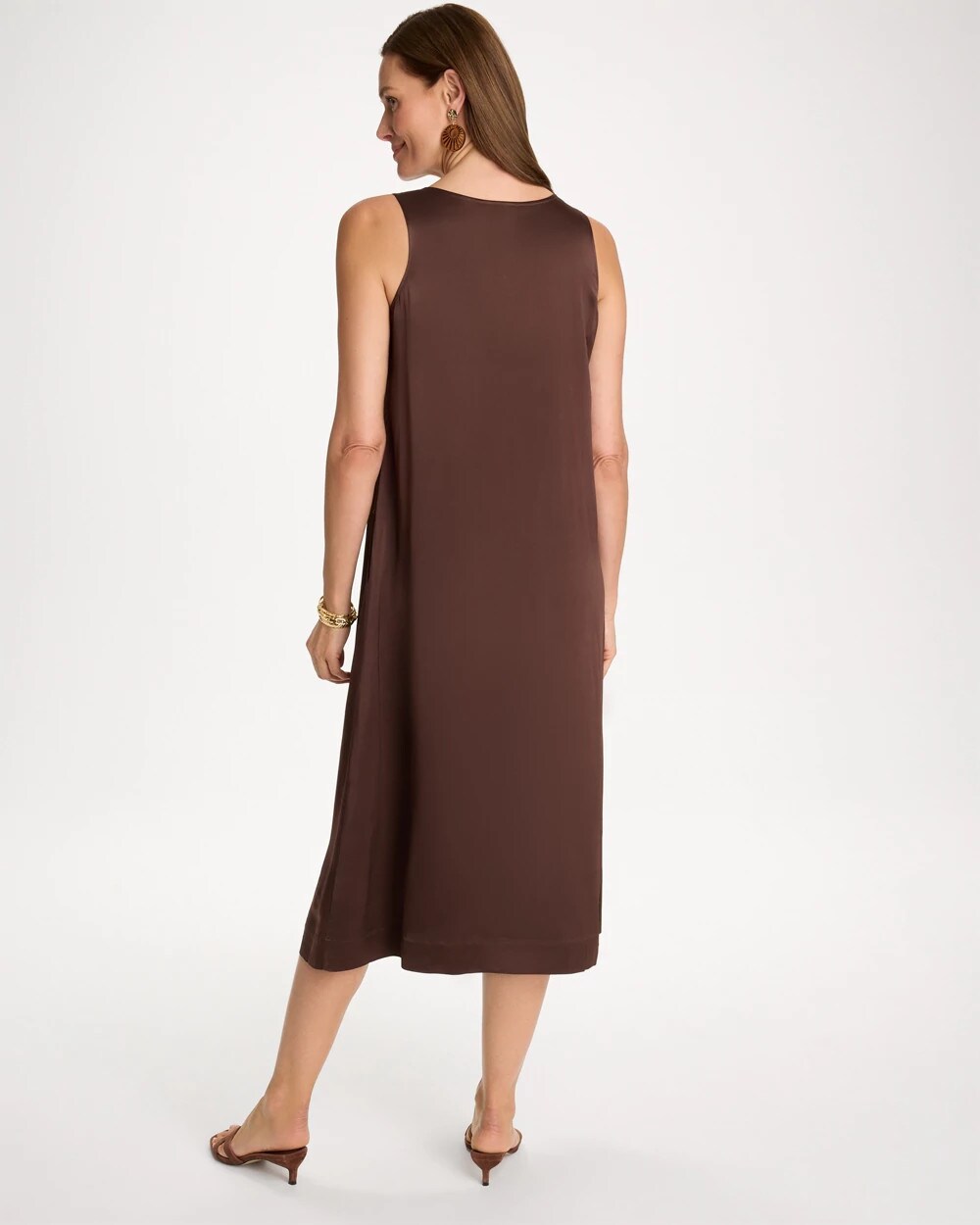 Faux Satin Sleeveless Dress Deep Brown - Chico's