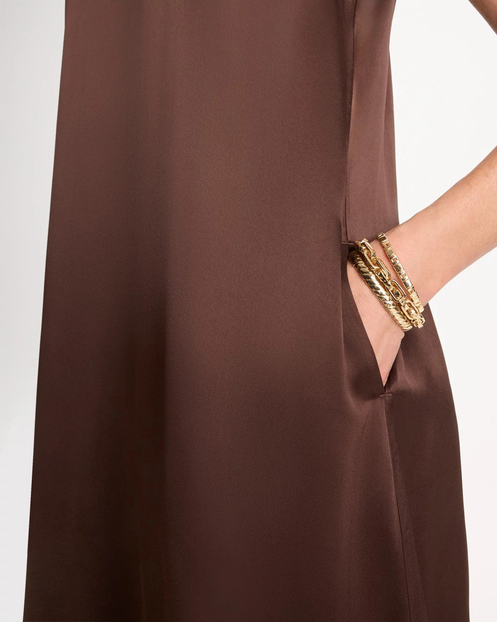 Faux Satin Sleeveless Dress Deep Brown - Chico's