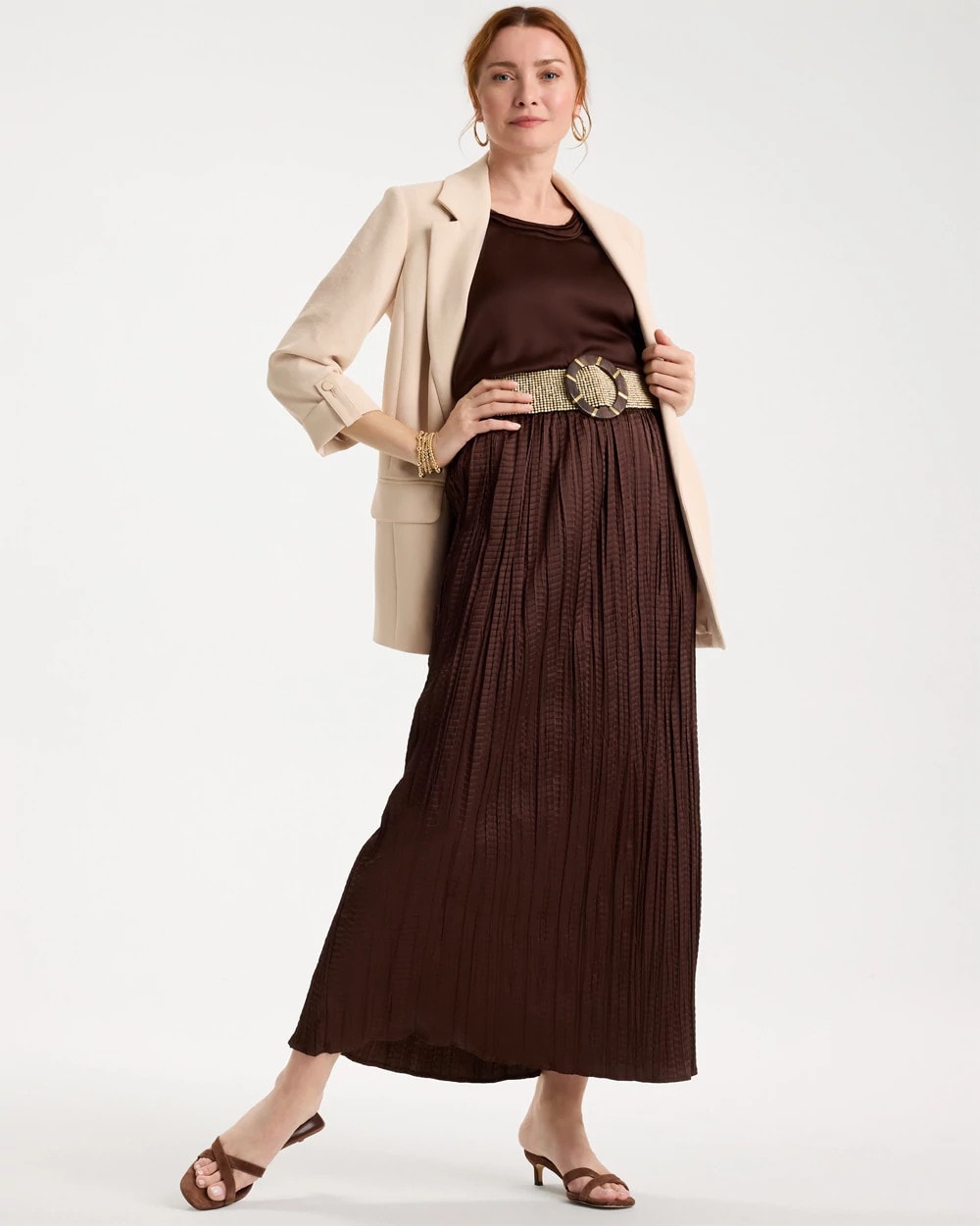 Satin Crinkle Maxi Skirt Deep Brown - Chico's