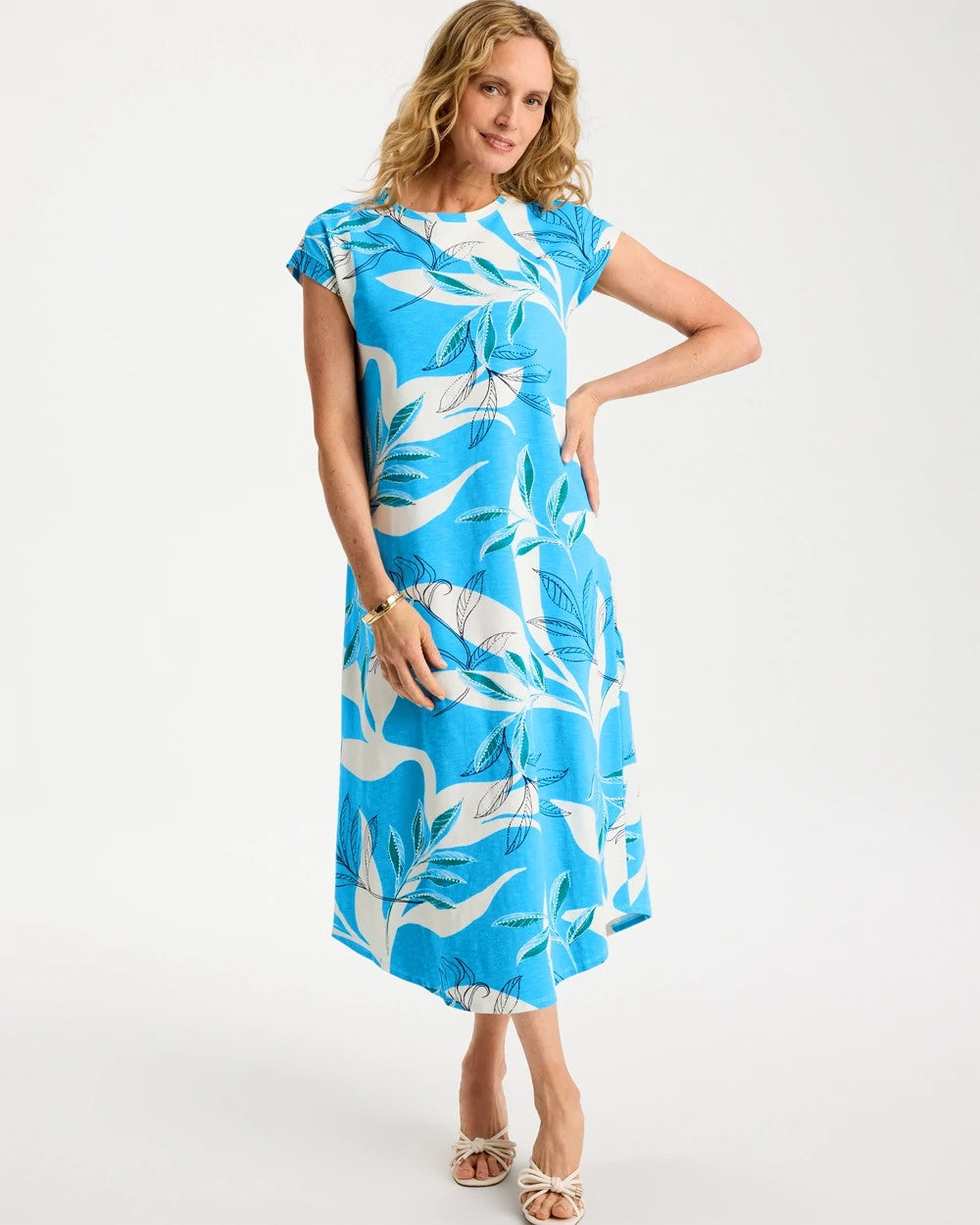 Printed Soft-Stretch Cotton Slub Dress Blue Tide - Chico's