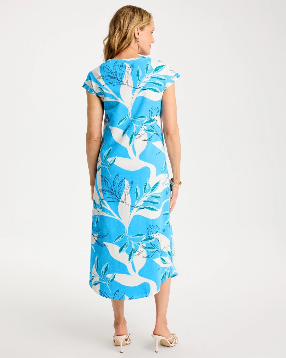 Printed Soft-Stretch Cotton Slub Dress Blue Tide - Chico's