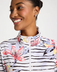 Zenergy® UPF Lily Print Half Zip Calypso Coral - Chico's