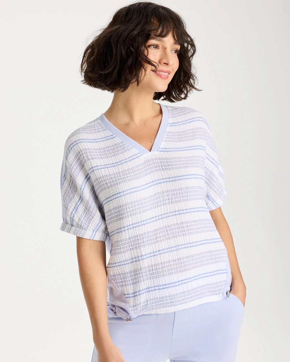 Zenergy® Striped Gauze Lounge Shirt Indigo Ice - Chico's