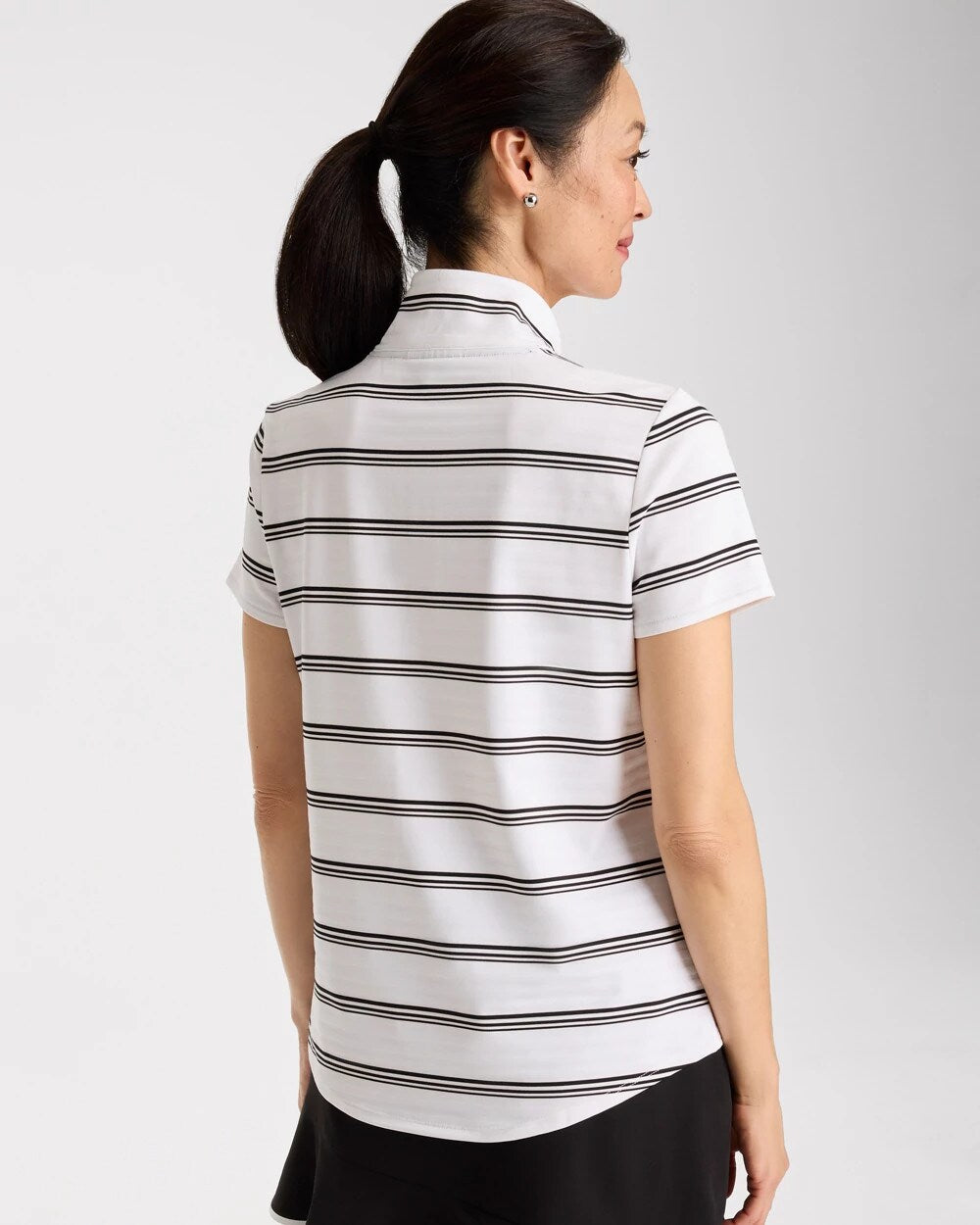 Zenergy® UPF Striped Half-Zip Polo Black - Chico's