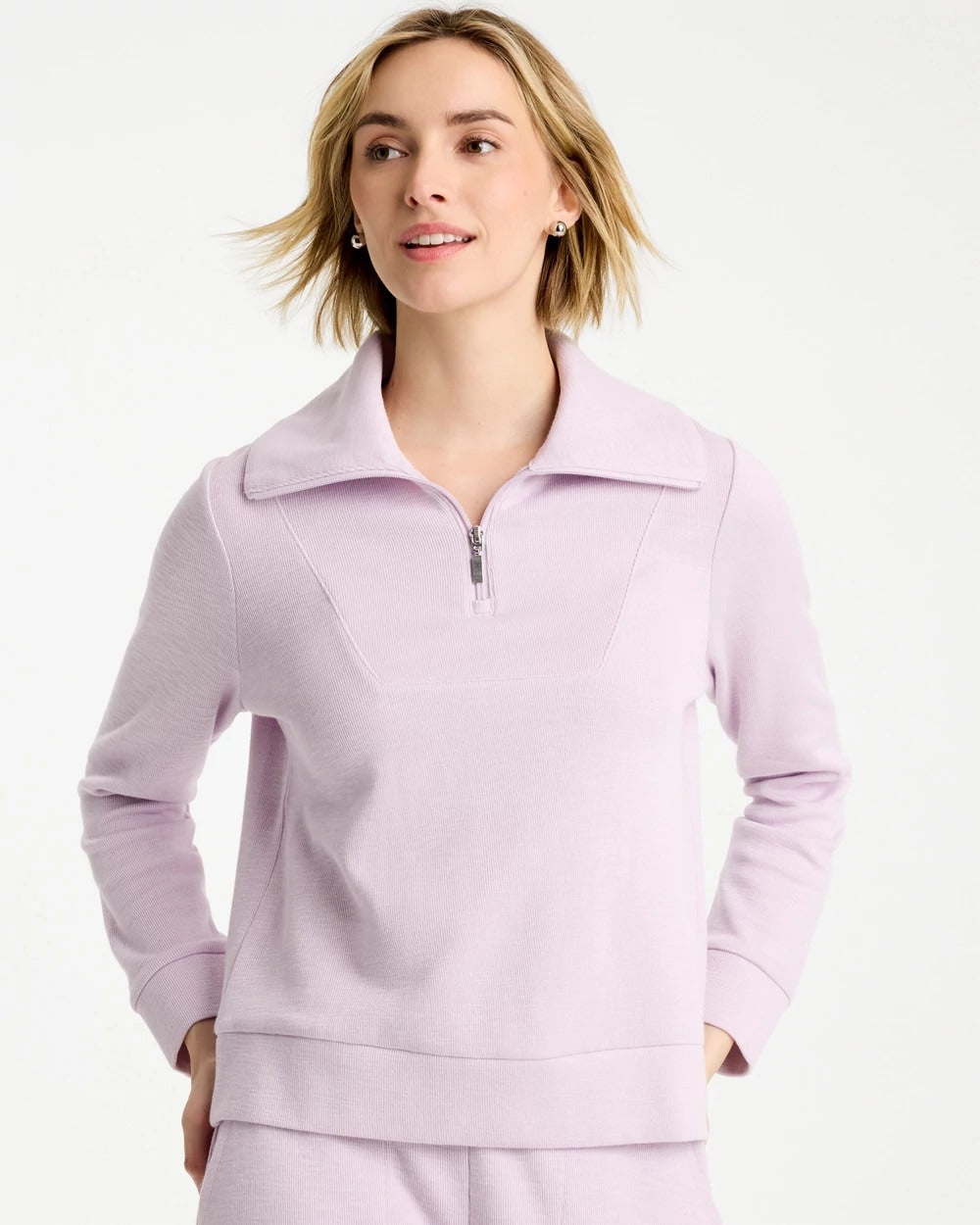 Zenergy® Beach Slub Half-Zip Pullover Top Pale Sweet Pea - Chico's