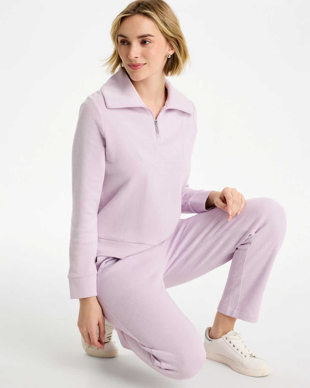 Zenergy® Beach Slub Half-Zip Pullover Top Pale Sweet Pea - Chico's