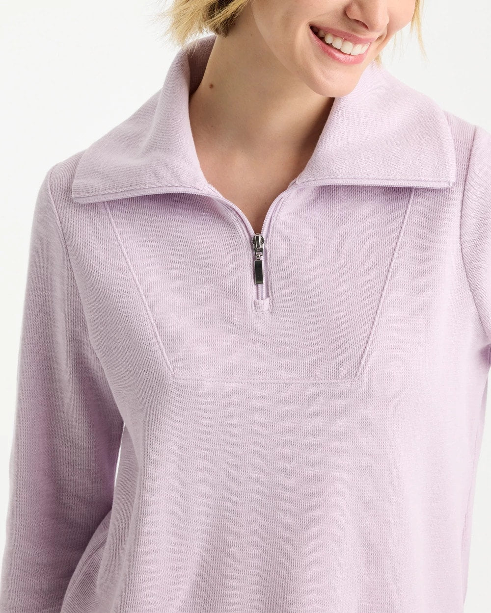 Zenergy® Beach Slub Half-Zip Pullover Top Pale Sweet Pea - Chico's