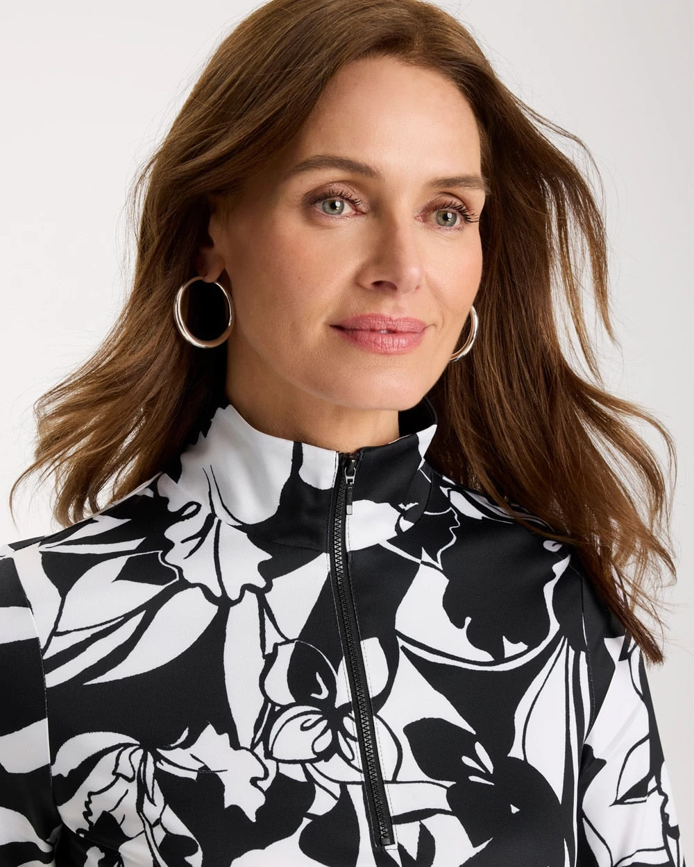 Zenergy® UPF Floral Nights Half Zip Black - Chico's