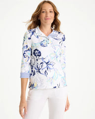 Zenergy® UPF Floral Snap Mockneck Amparo Blue - Chico's