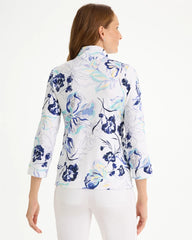 Zenergy® UPF Floral Snap Mockneck Amparo Blue - Chico's
